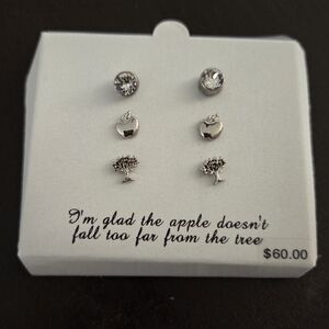 Charming Inspirations Swarovski Crystal Stud Earrings‎ Apple Set of 3 Pairs
